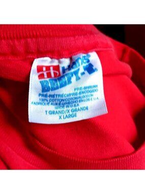 Vintage T-shirt XL Hanes Single Stitch Red 100% Cotton 1980's USA Faded Plain